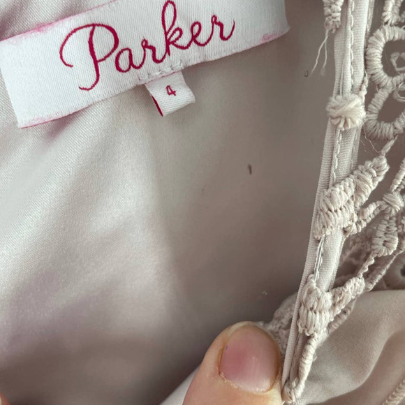 PARKER ZAHARA DUSTY PINK SLEEVELESSLACE RUFFLE MINI DRESS - Picture 7 of 7